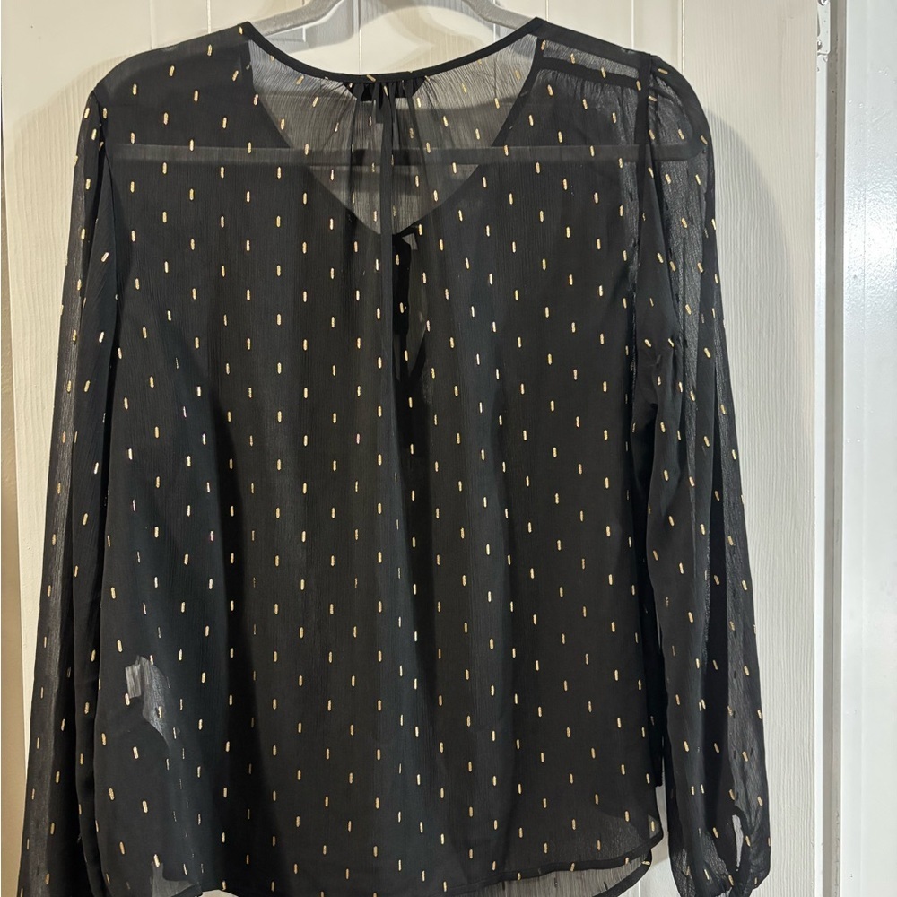 Banana Republic Black Blouse with Gold Dots - Picture 3 of 3